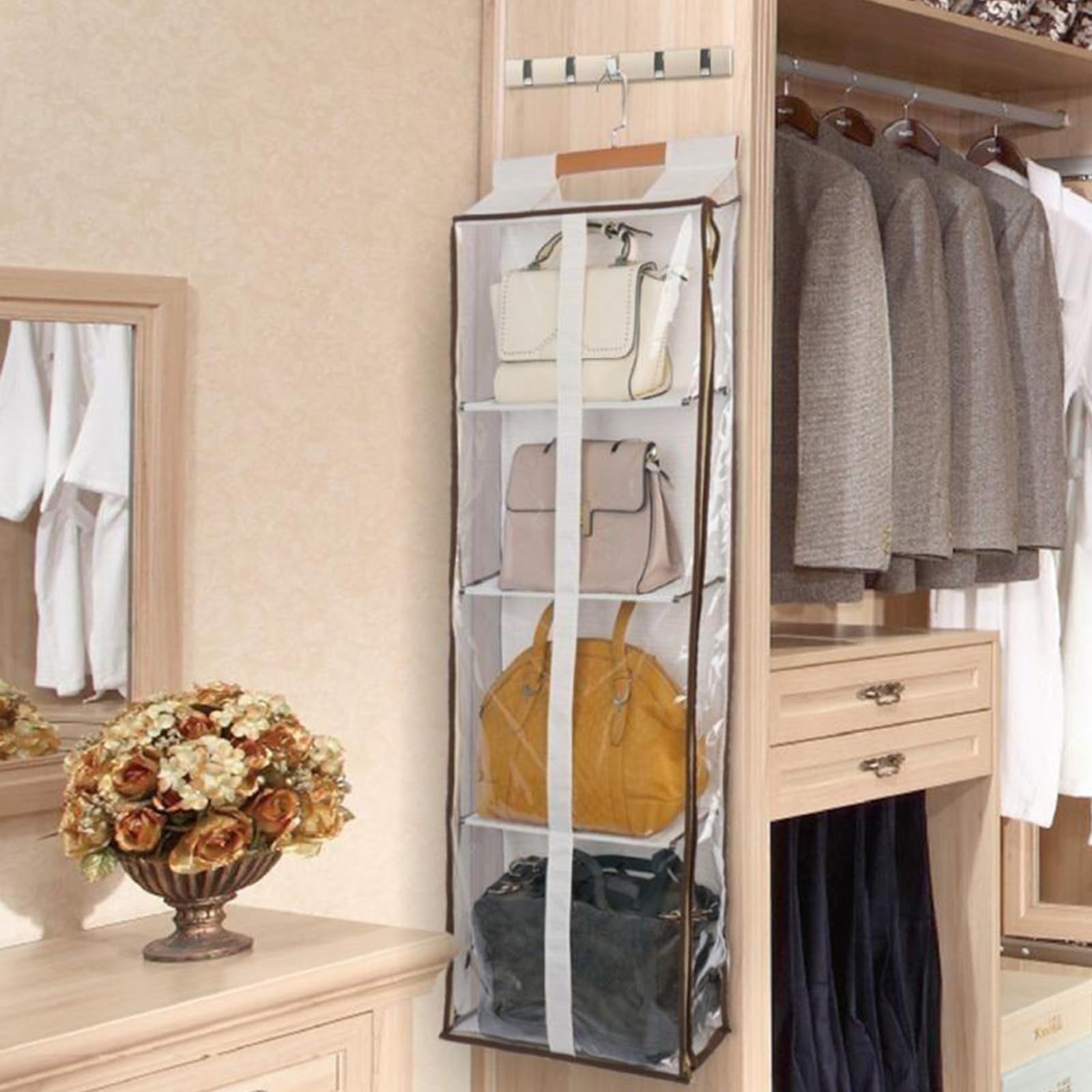 Amazon｜折りたたみ 収納ラック 4段 バッグカバン収納 吊り下げ 4個