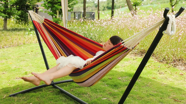 Amazon | LifeFair ハンモック 自立式スタンドセット ダブルサイズ