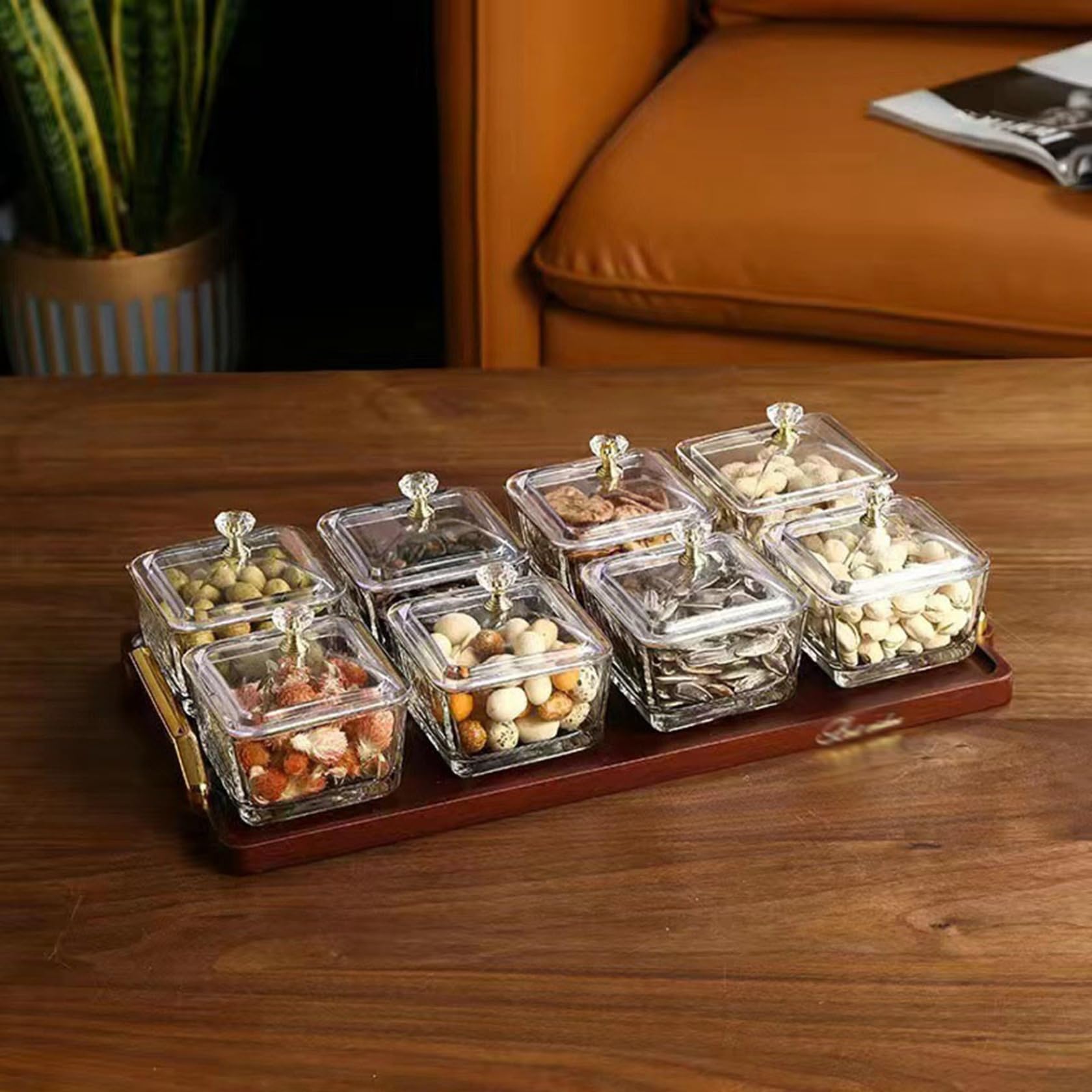 Amazon｜ガラス 菓子器 蓋付き 卓上用 菓子皿 ナッツ・お菓子・果物