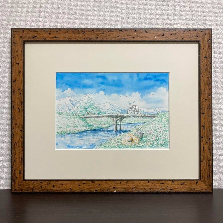 Amazon.co.jp: 内田新哉 青いしぶき 水彩原画 直筆サイン 裏書き有り