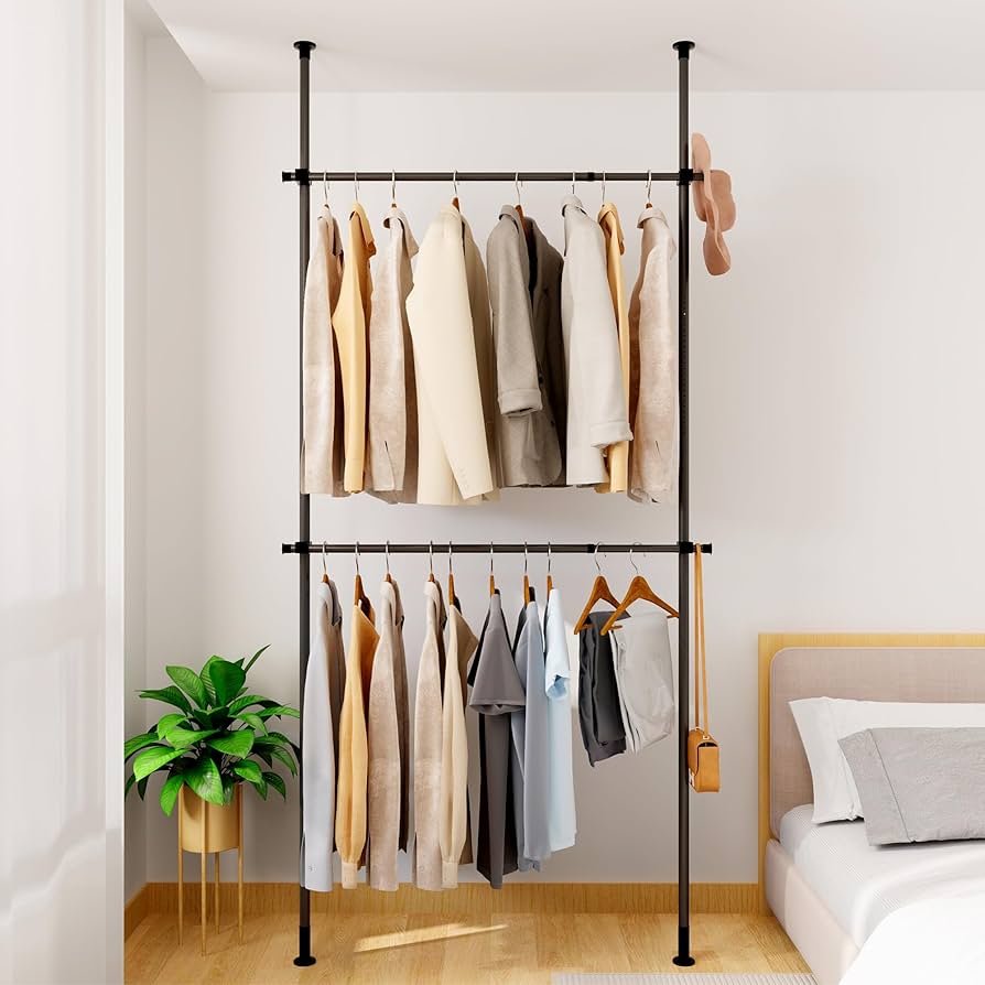 Amazon｜チチロバ(TITIROBA) 突っ張り ハンガーラック ダブル 伸縮