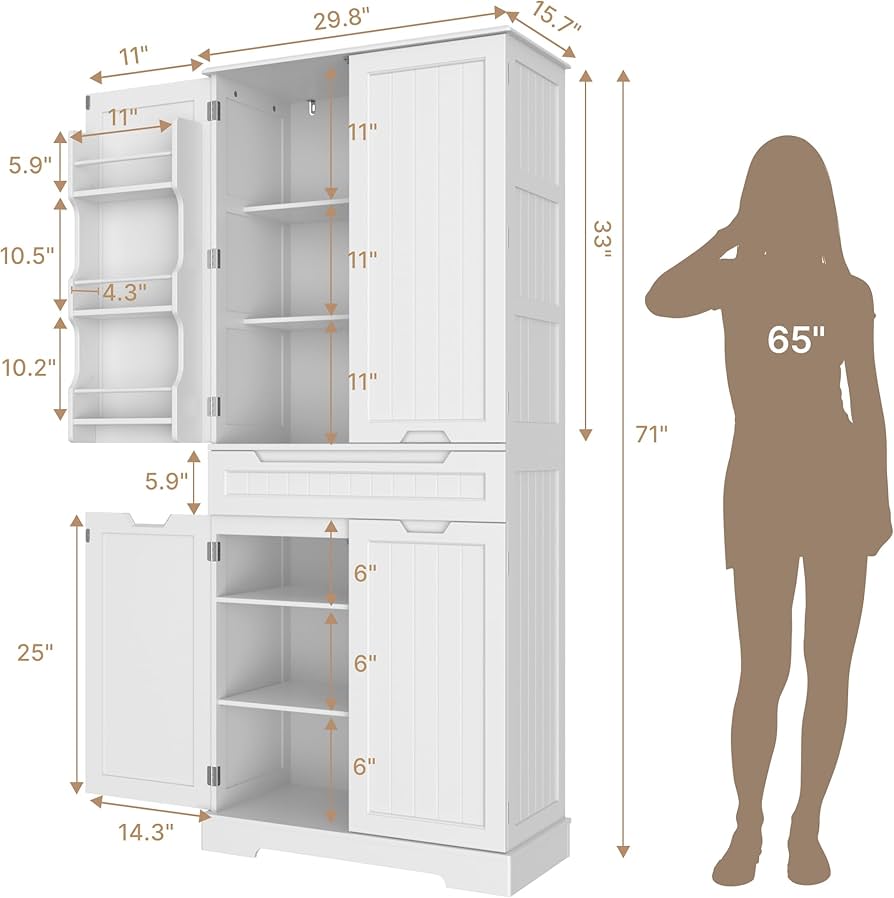 Amazon.co.jp: Gizoon 高さ71インチ キッチンパントリー収納