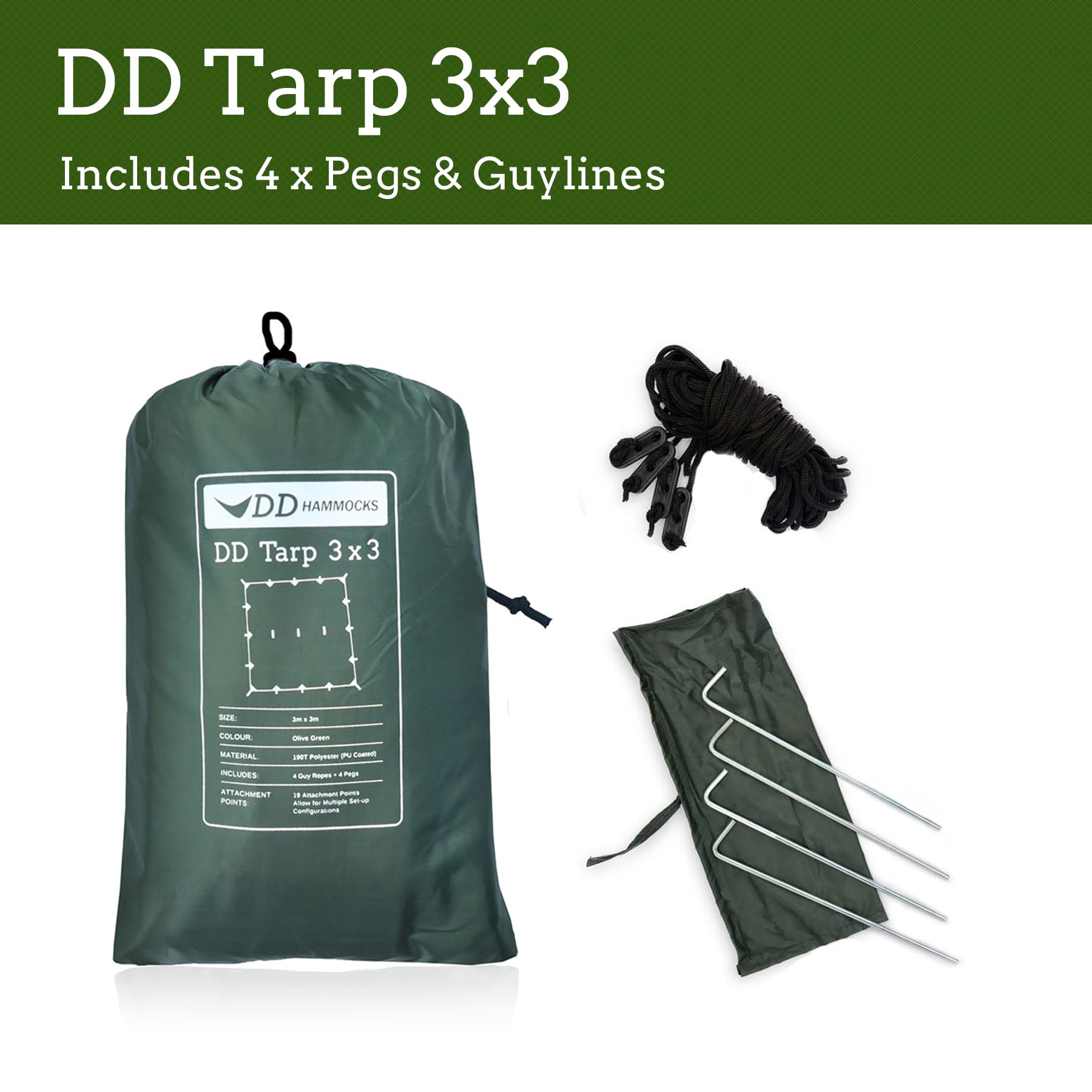 Amazon | DD Hammocks DD タープ 3×3 (ジェットブラック）日本正規品