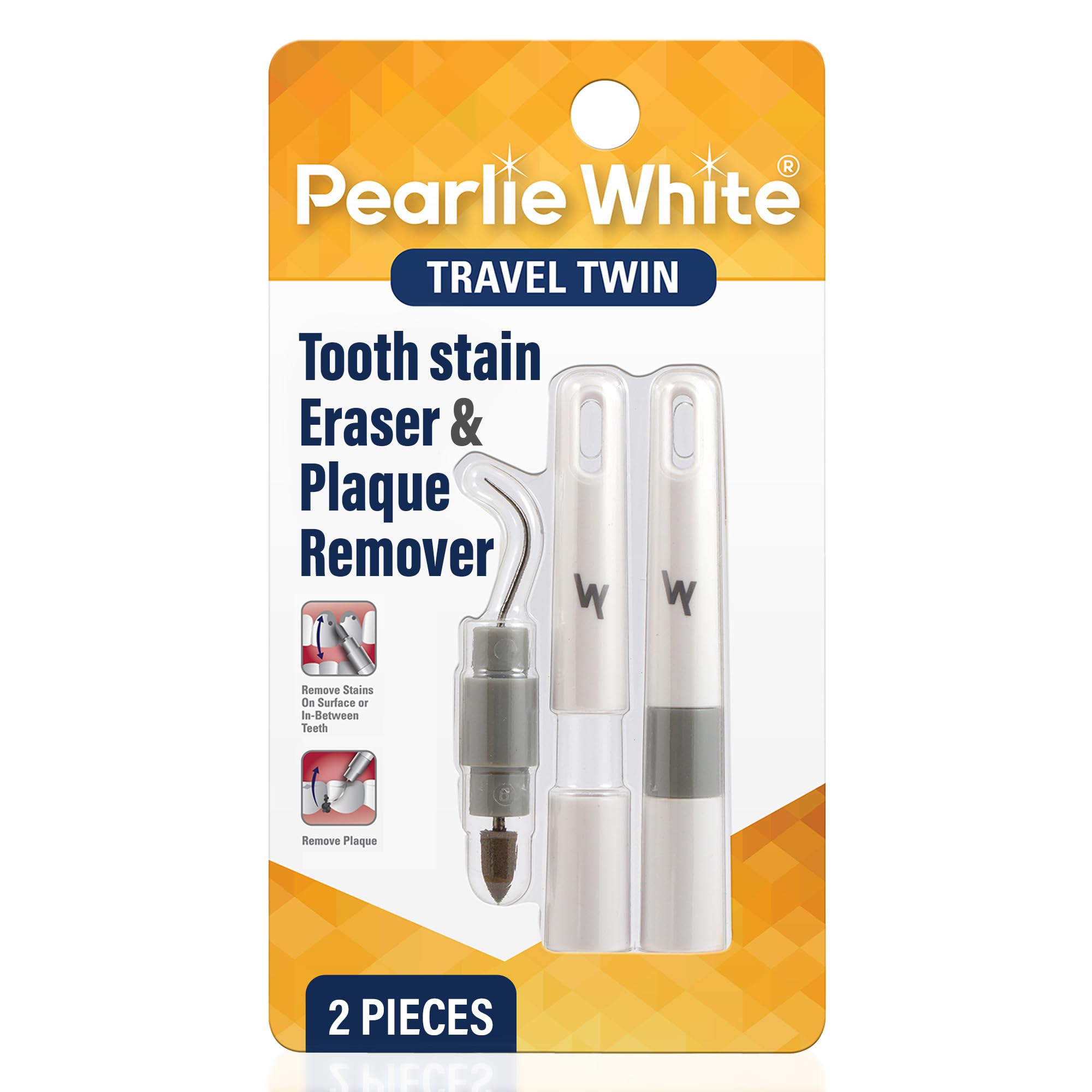 Amazon.com: Pearlie White Travel Twin Plaque & Tooth Stain Remover