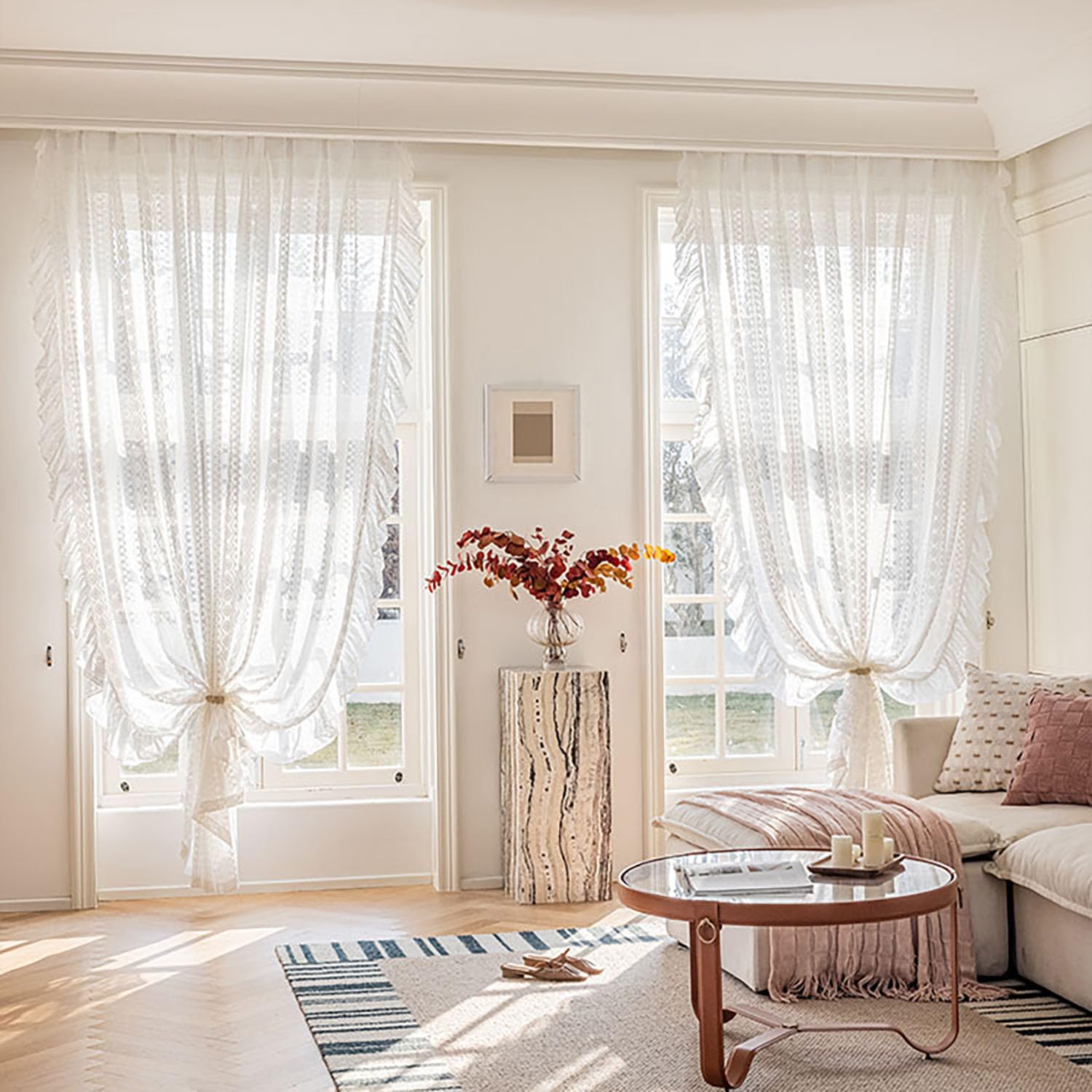 コットンフィレ風レース イギリスVintage 白色天蓋 カーテン コットン