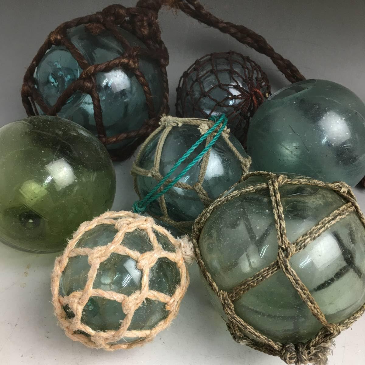 Amazon | KI24/20昭和レトロ硝子浮き玉まとめて7点気泡ガラス玉直径7cm