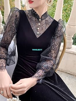 Amazon.co.jp: パーティードレス 袖あり 結婚式 お呼ばれ シースルー袖