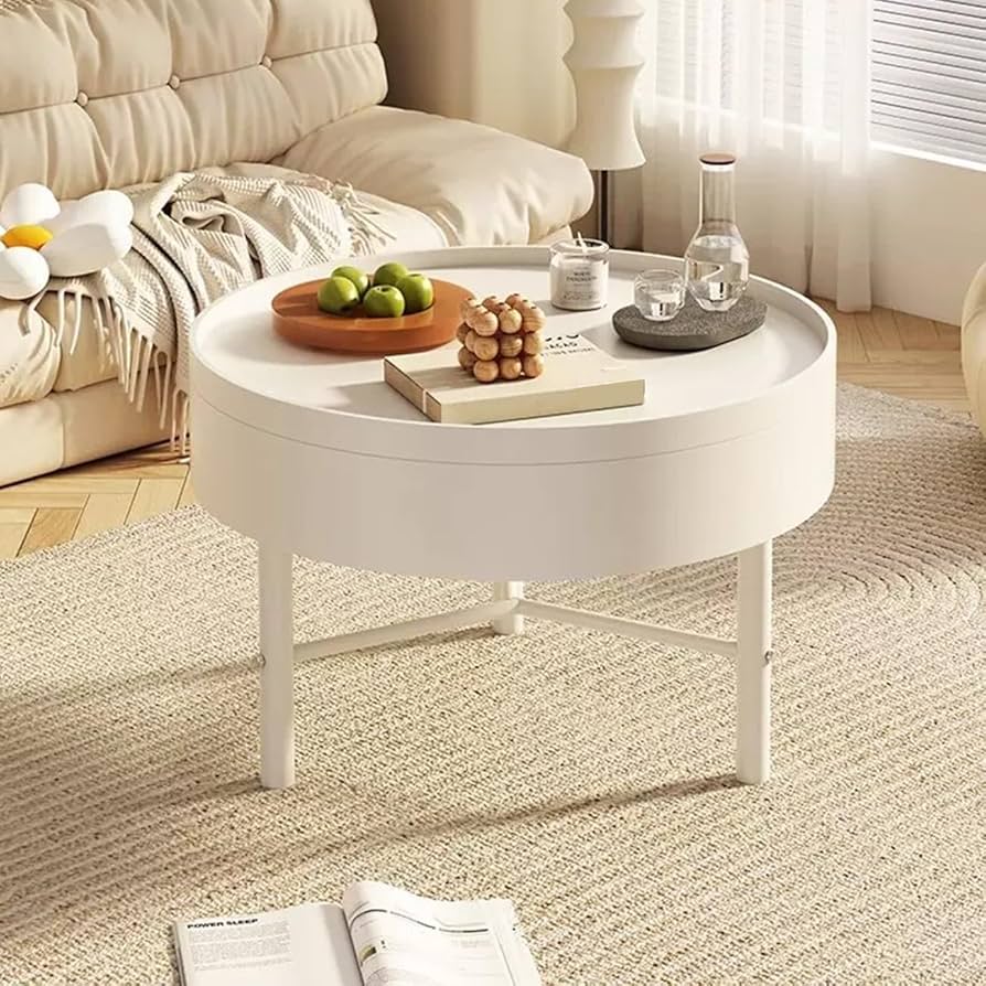 Amazon.co.jp: 収納付き丸型ローテーブル 一人暮らし ミッド