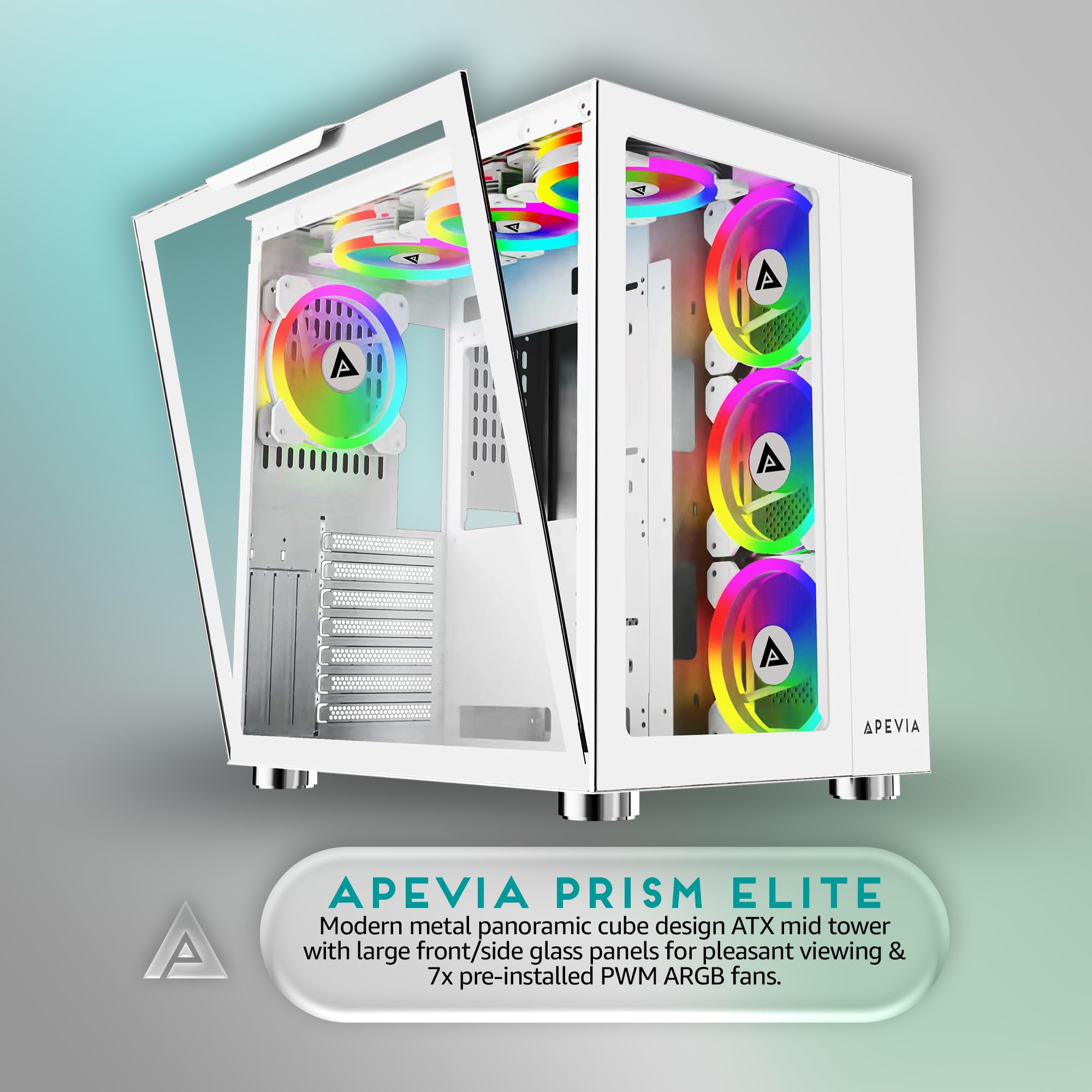 Amazon.com: Apevia Prism-Elite-WH Prism Elite Mid Tower ATX Gaming