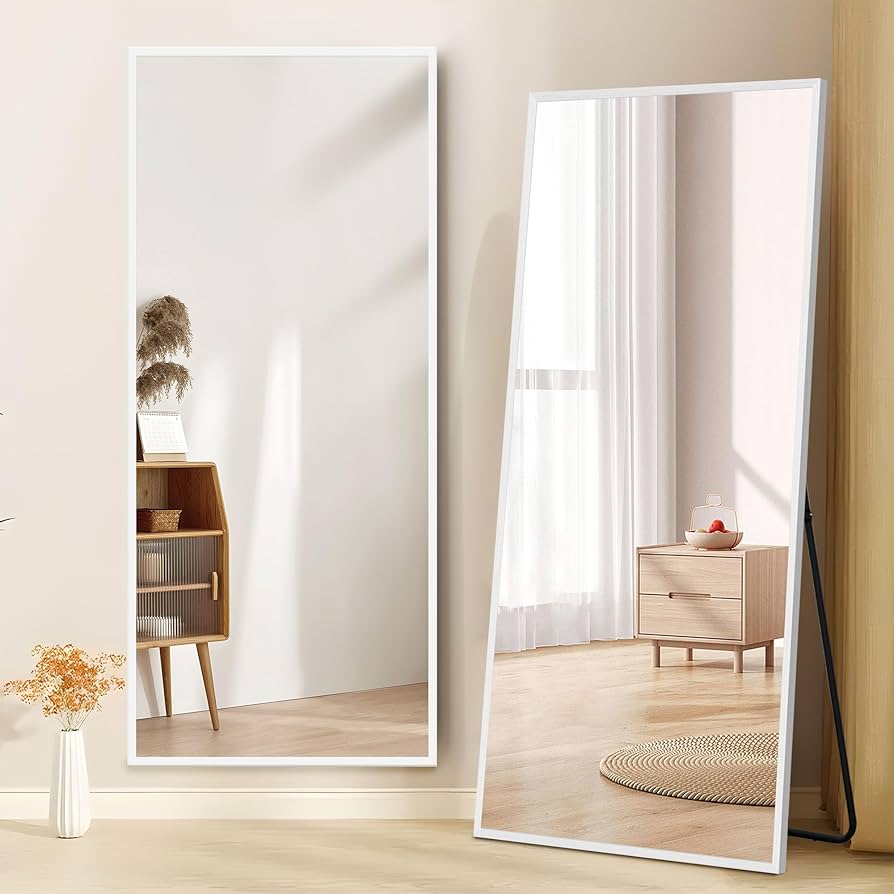 Amazon.co.jp: 全身鏡 姿見鏡 スタンドミラー アルミ 直角 壁掛け