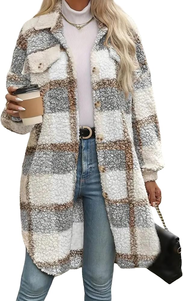 Amazon.com: Tednrk Sherpa Coats for Women Oversized Flannel Plaid