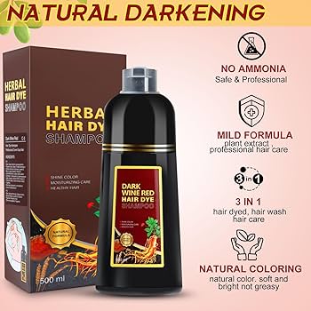 Amazon.com : GDRFNP Dark Wine Red Herbal Hair Dye Shampoo 3 in 1