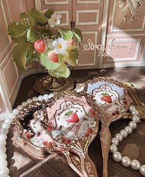Amazon.co.jp: Flower Knows Strawberry Rococo Hand Mirror (Black
