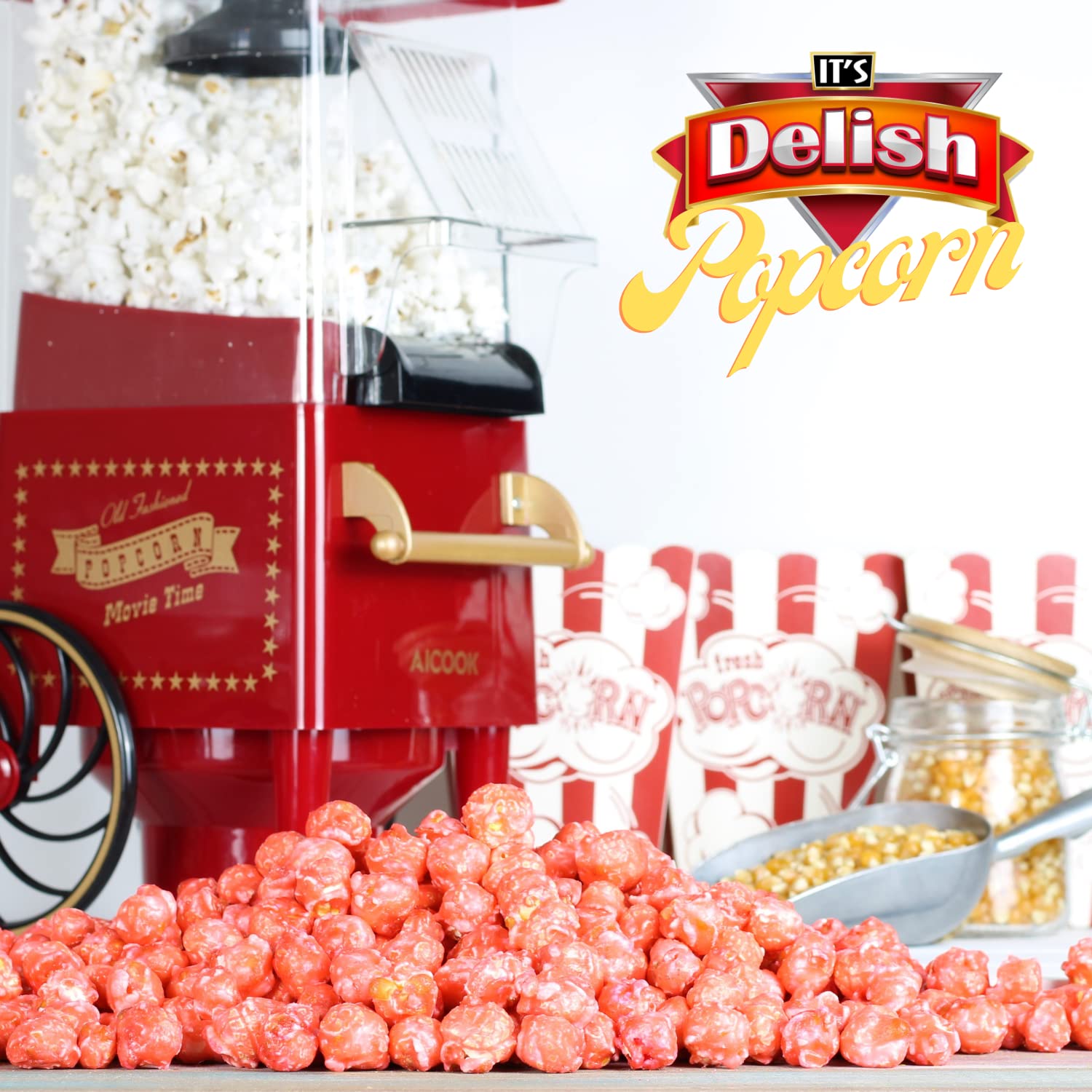 Amazon.com: Gourmet Pink Strawberry Colored Popcorn by It's Delish
