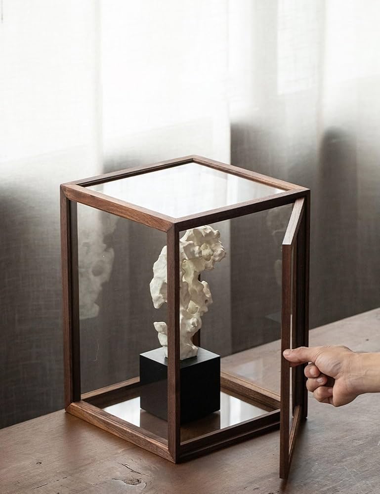 Amazon｜クリアブラックウォールナット木製ディスプレイケース