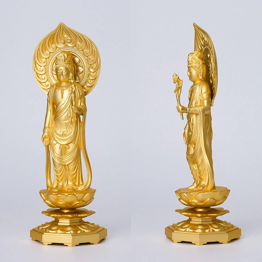 Amazon｜仏像 聖観音菩薩 15cm(金メッキ/24金) 仏師：牧田秀雲 原型＿