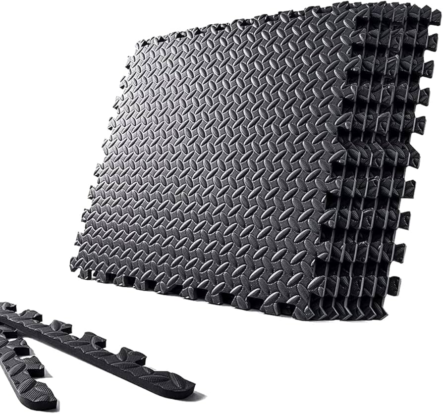 Amazon.co.jp: パズルマット十字黒 波黒 ジョイントマット ポルト 傷