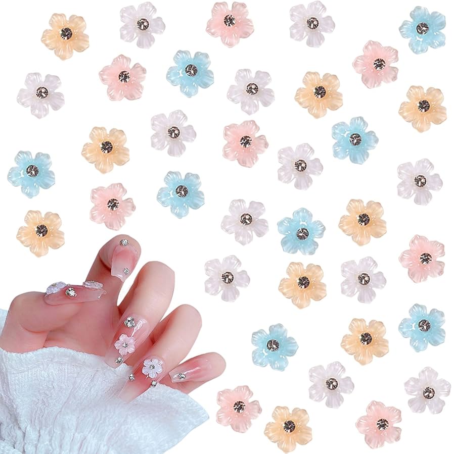 Amazon | ネイルパーツ 花 60個入り 3D 立体 お花パーツ 樹脂 可愛い