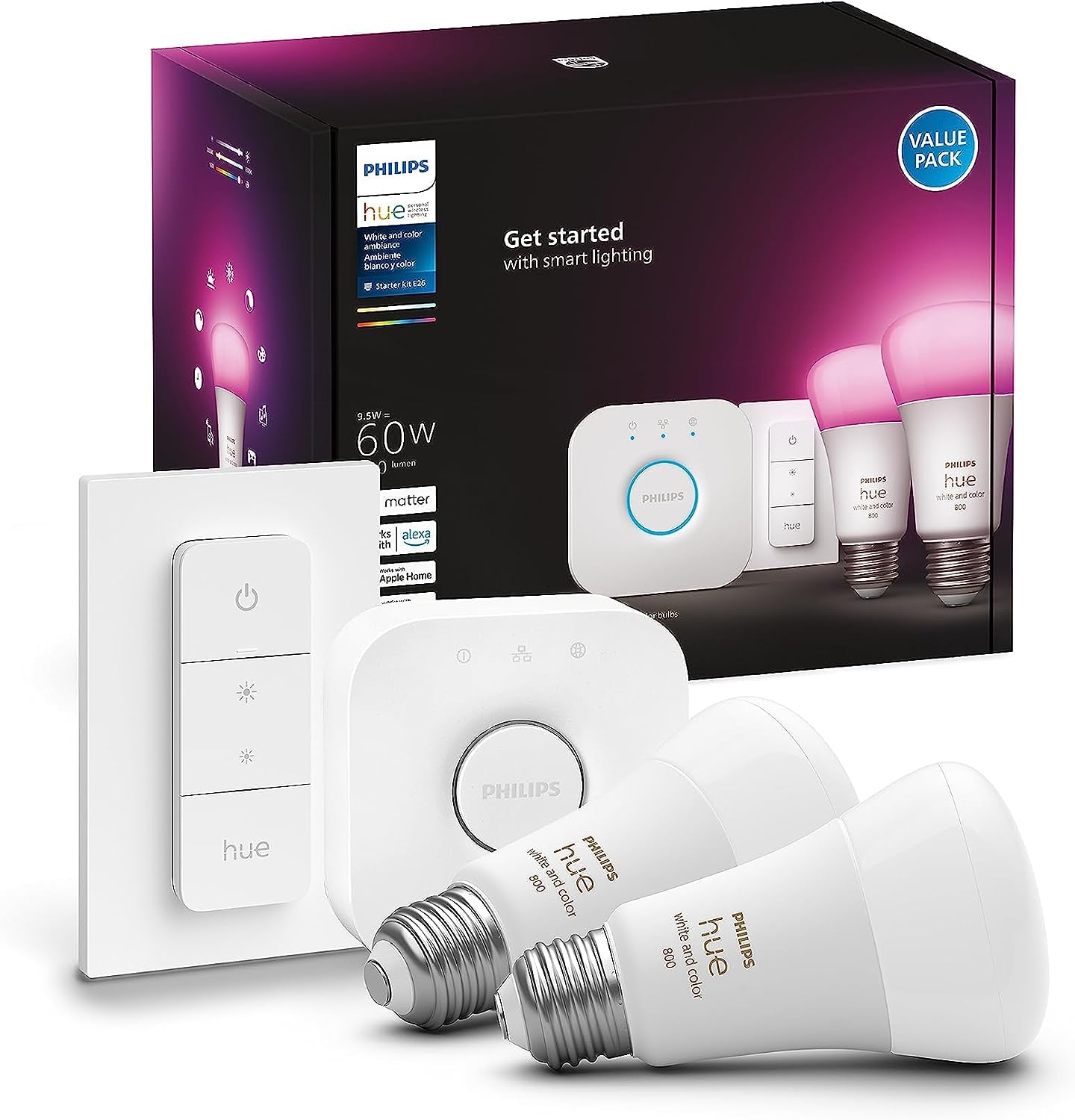 Amazon.com: Philips Hue Smart Light Starter Kit - Includes (1