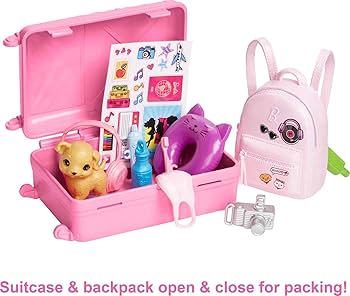 Amazon.com: Barbie Doll & Accessories, Travel Set with Puppy and