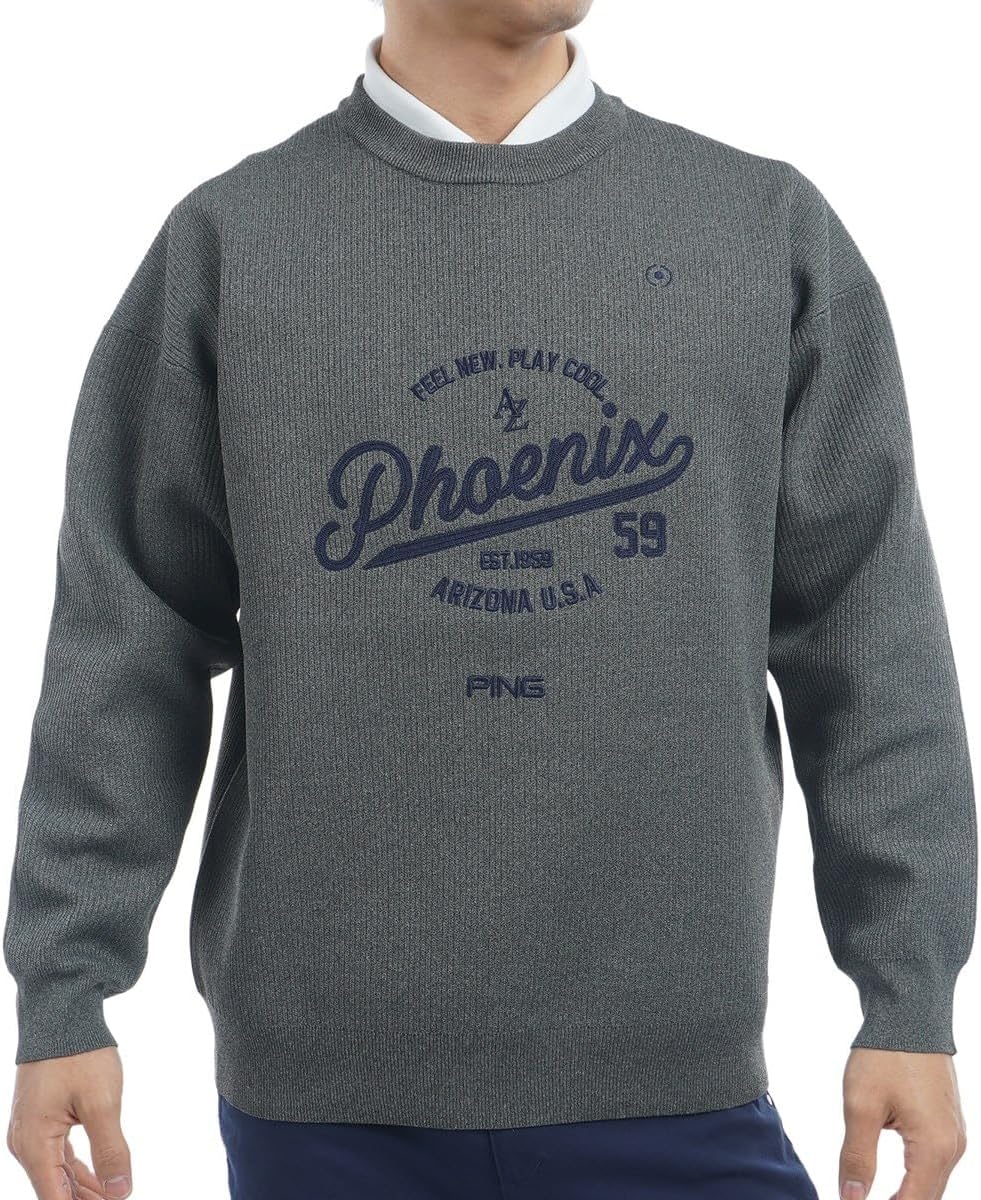 Amazon | [ピン アパレル] メンズ クルーネックニット (ジャガード