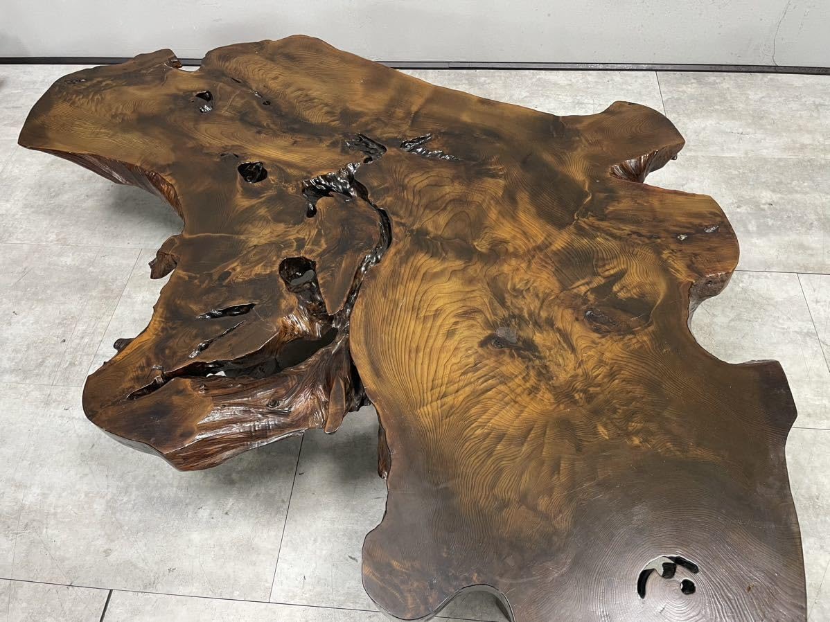 Amazon.co.jp: 神代杉埋もれ木銘木無垢材一枚板座卓ローテーブル杉天然