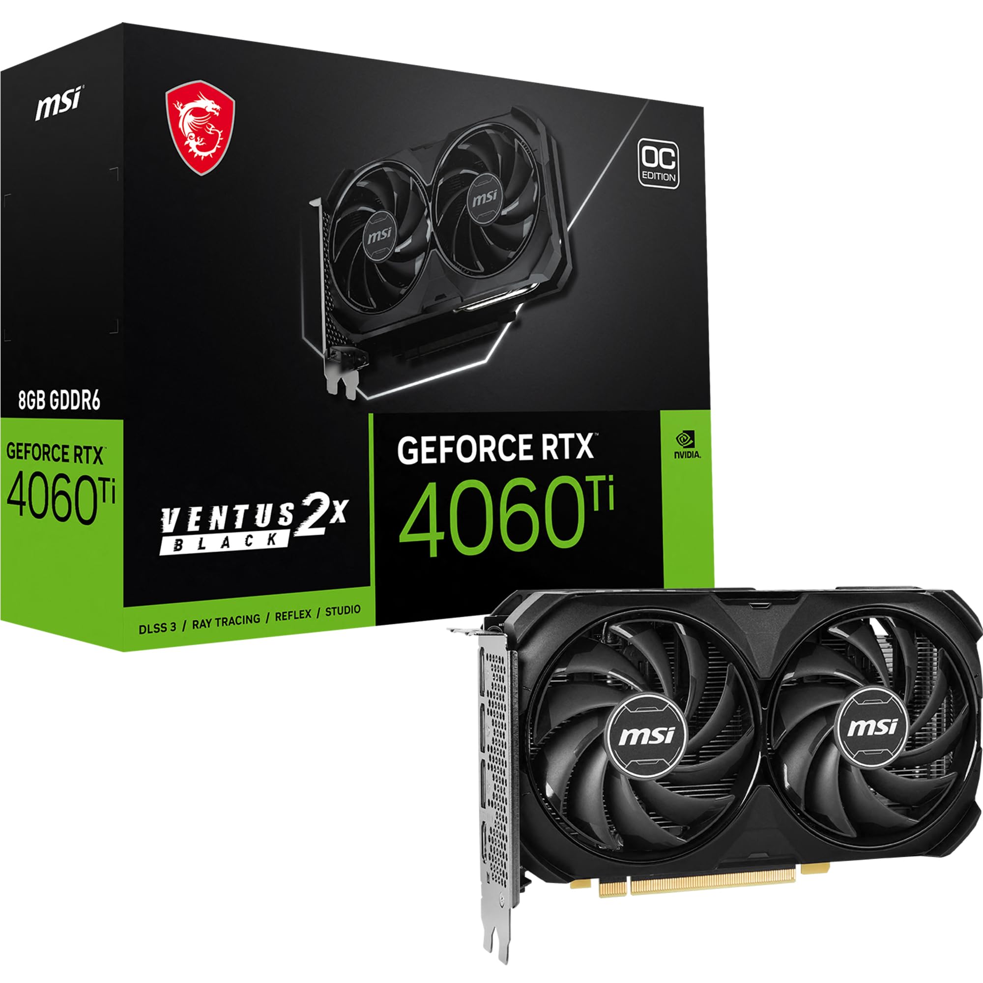 Amazon.com: MSI GeForce RTX 4060 Ti Ventus 2X Black 8G OC Graphics