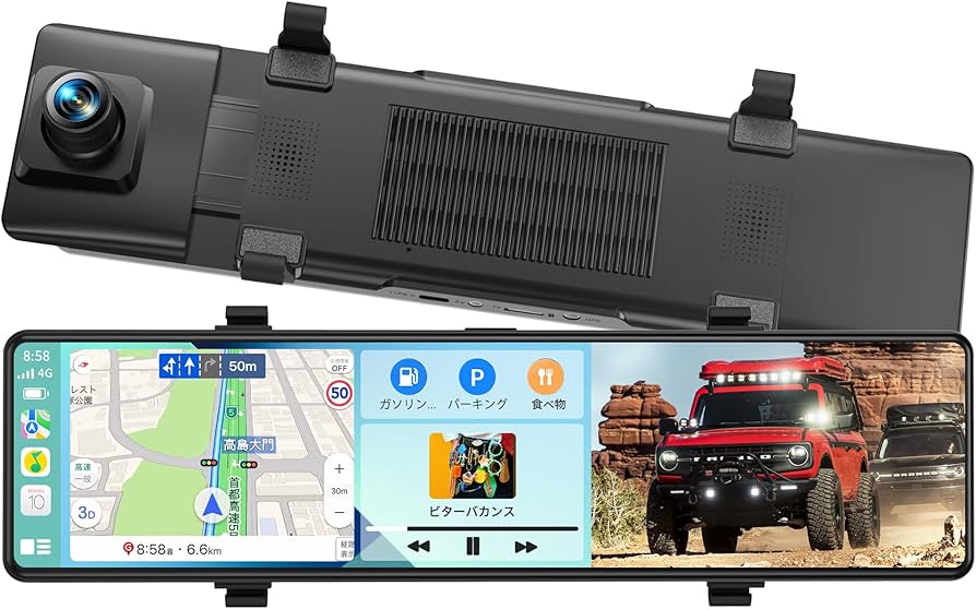 Amazon.co.jp: ドライブレコーダー ミラー型 前後カメラ【12インチ 4K