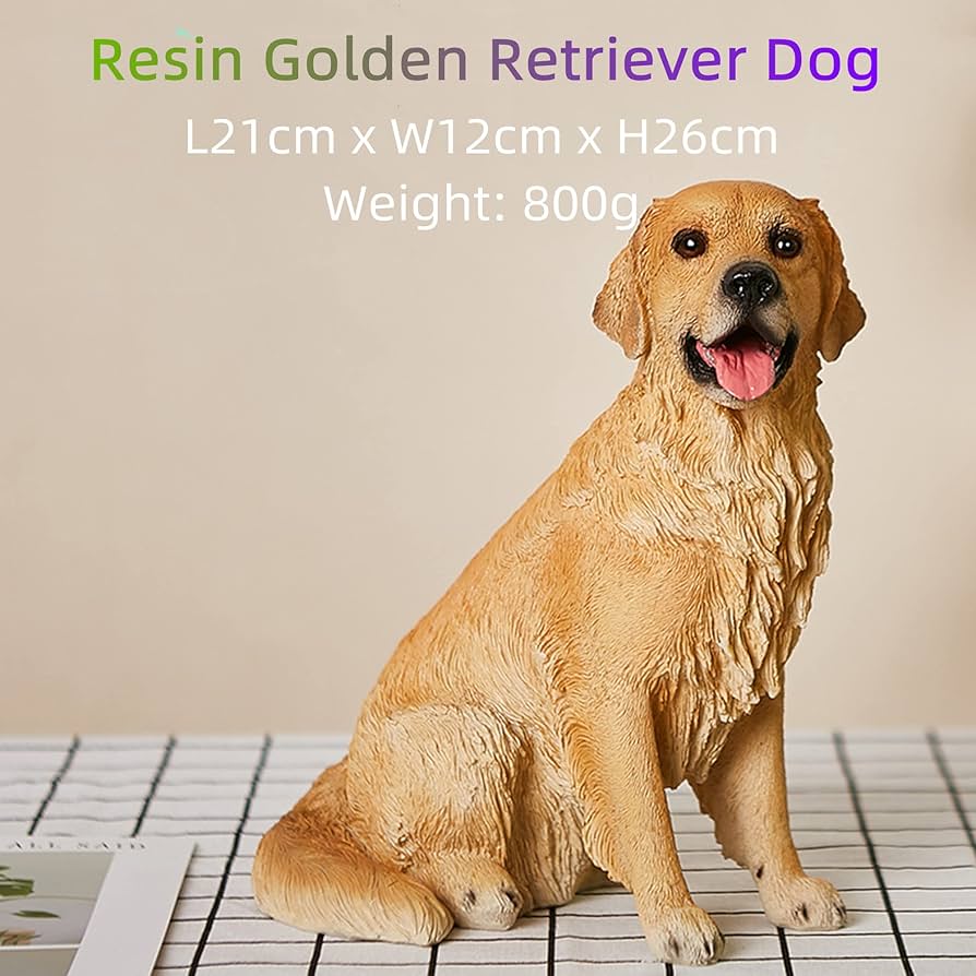 Amazon.co.jp: ゴールデンレトリバーの座っている犬の像、小さな犬の