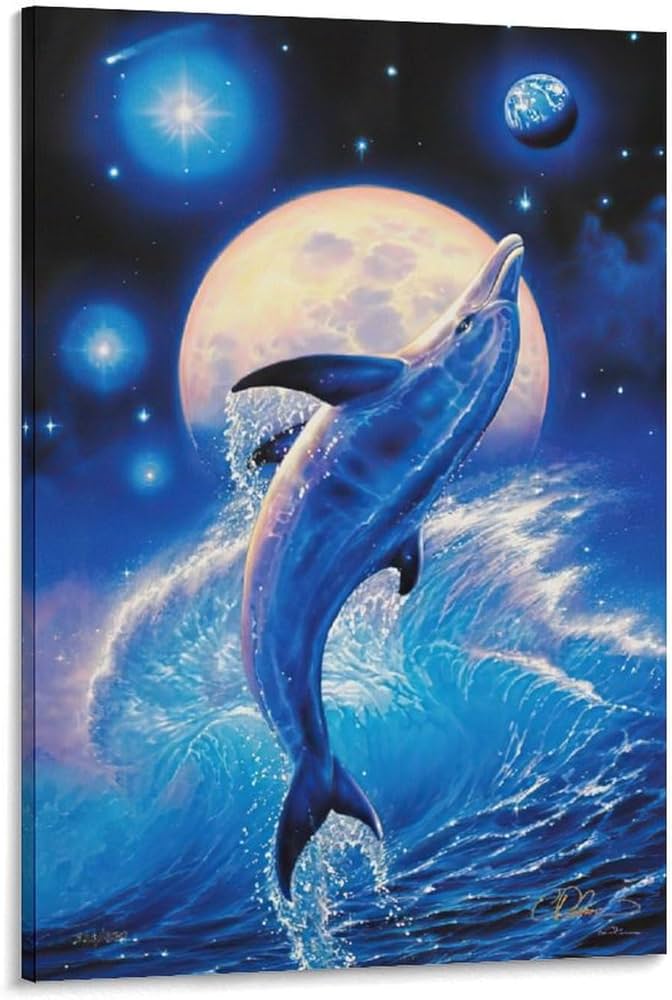 水晶絵 アートパネル イルカ いるか クリスタル 絵画 アート 海 壁掛け