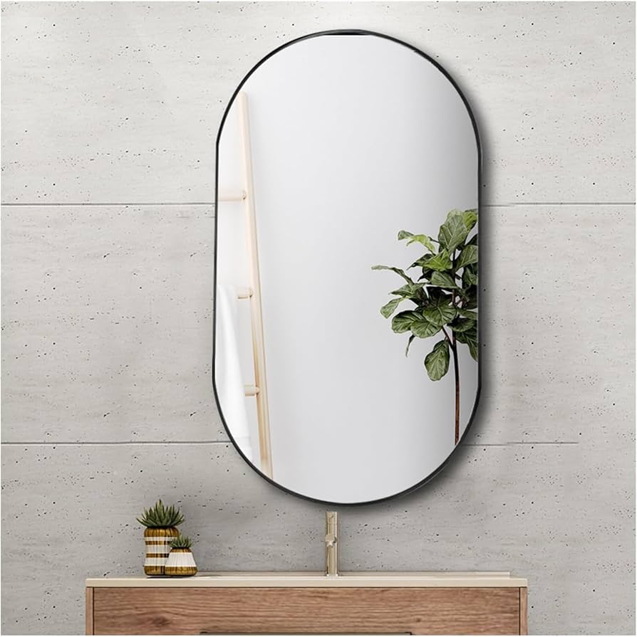 Amazon.co.jp: 壁掛け鏡、楕円形の洗面化粧台ミラー、垂直または水平