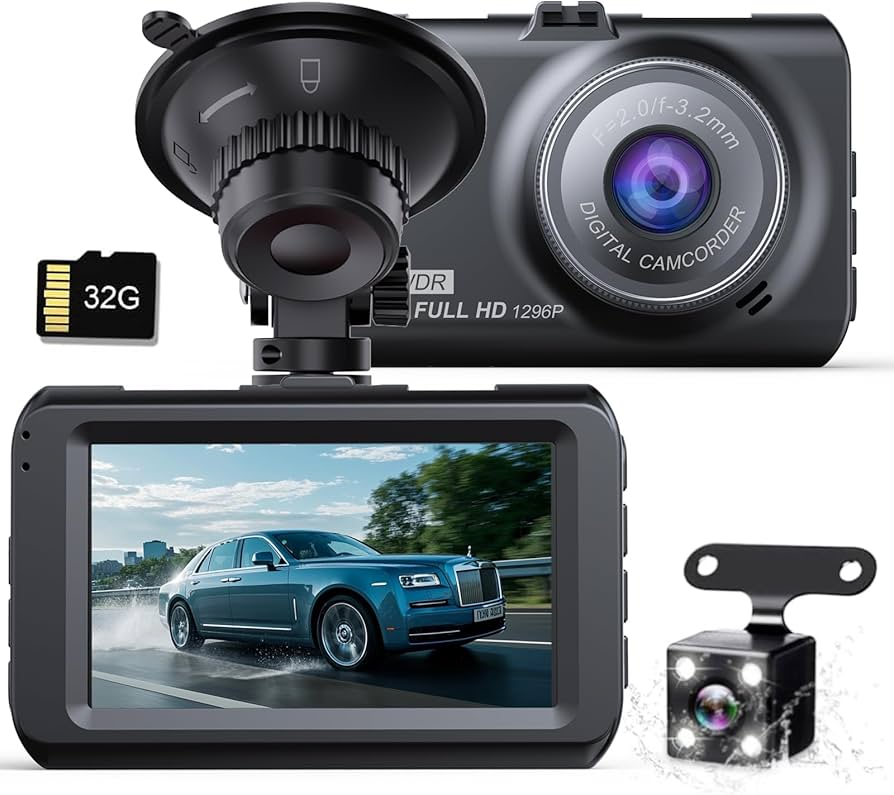 Amazon.co.jp: ドライブレコーダー 前後カメラ 3インチ1296P 32G付き