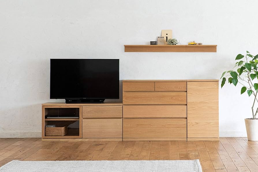 Amazon｜無印良品 木製AVラック・幅90cm・オーク材 幅90×奥行44×高さ