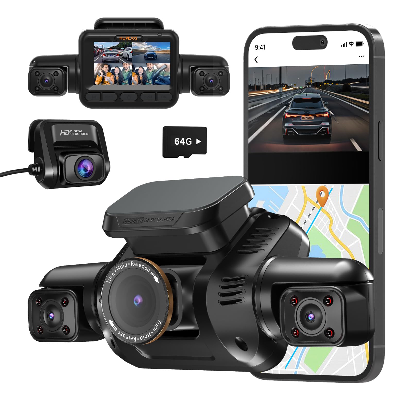 Amazon.co.jp: HUPEJOS ドライブレコーダー UHD 360度 ドラレコ 前後