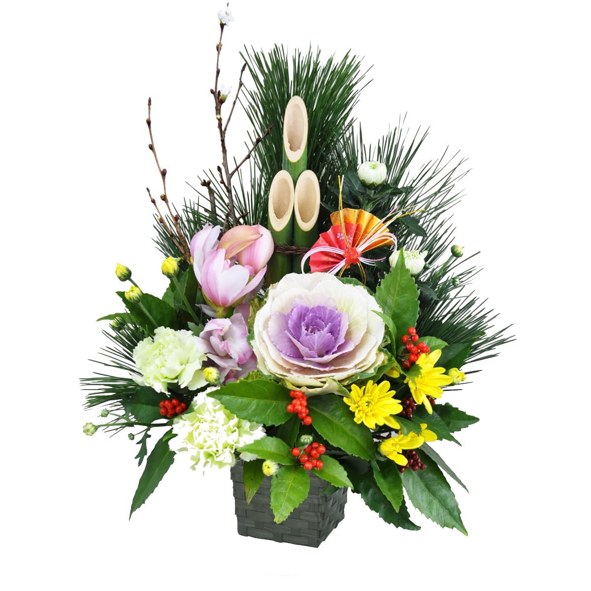 Amazon.co.jp: 正月 迎春 正月飾り 門松 生花 フラワーアレンジメント