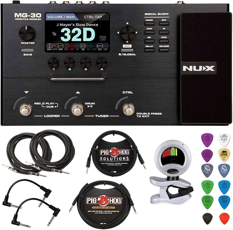 Amazon.com: Briskdrop NUX MG-30 Guitar Multi-Effects Pedal Bundle