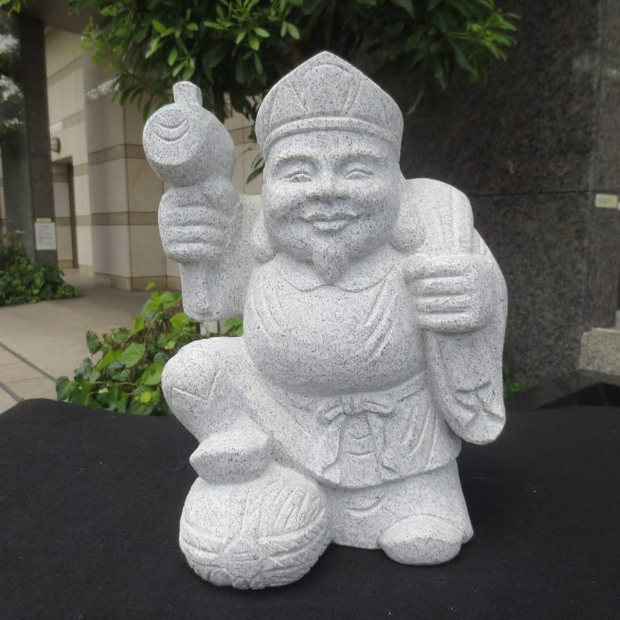 Amazon.co.jp: 大黒天（大） 大黒様 置物 オブジェ 縁起物 雑貨 御影石