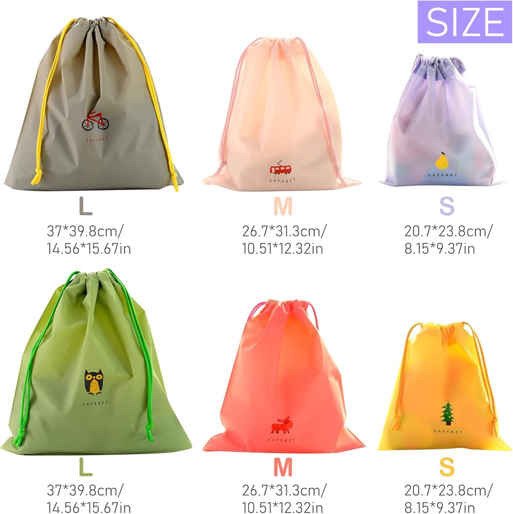 Amazon.co.jp: 防水巾着袋6点、3サイズ収納バッグ、水泳、ジム、プール