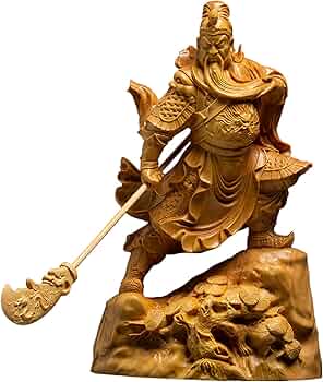 Amazon.co.jp: 関羽置物 木製フィギュア ツゲ 柘植木彫り【 三国志