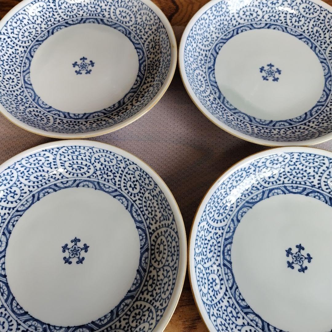 特選 有田焼 藤巻製陶 藤巻窯 青白磁 南天模様 平皿 5枚 オーバル 料亭