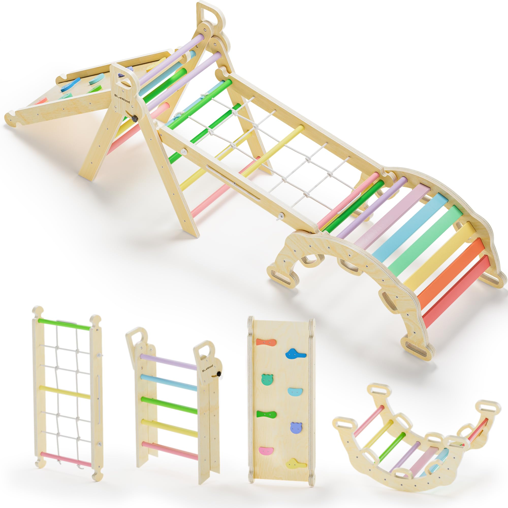 Amazon.com: BlueWood 2024 8-in-1 Pikler Triangle Climbing Set