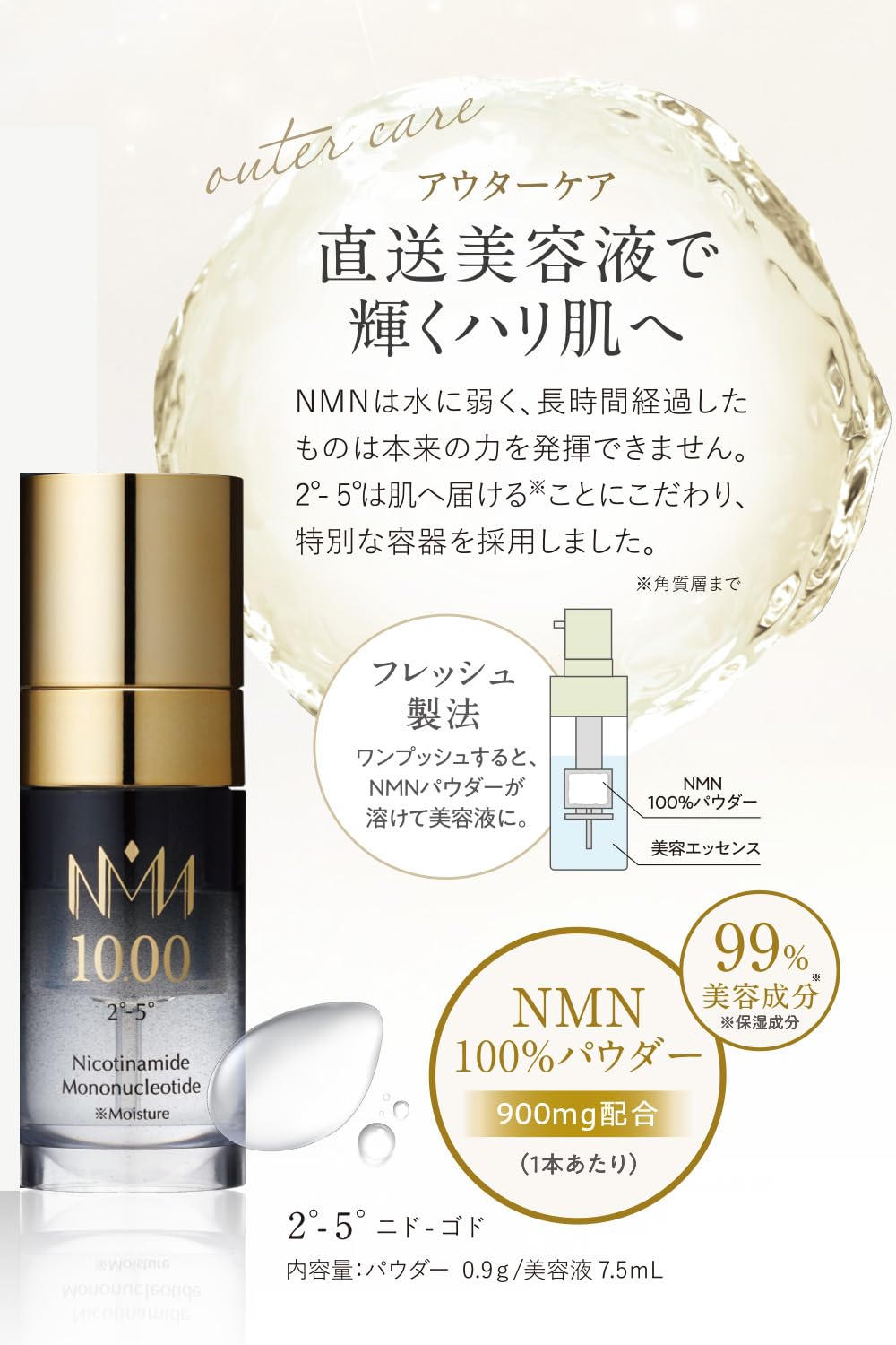 Amazon.co.jp: 明治薬品 NMN美容液 2°-5° パウダー：0.9g 美容液