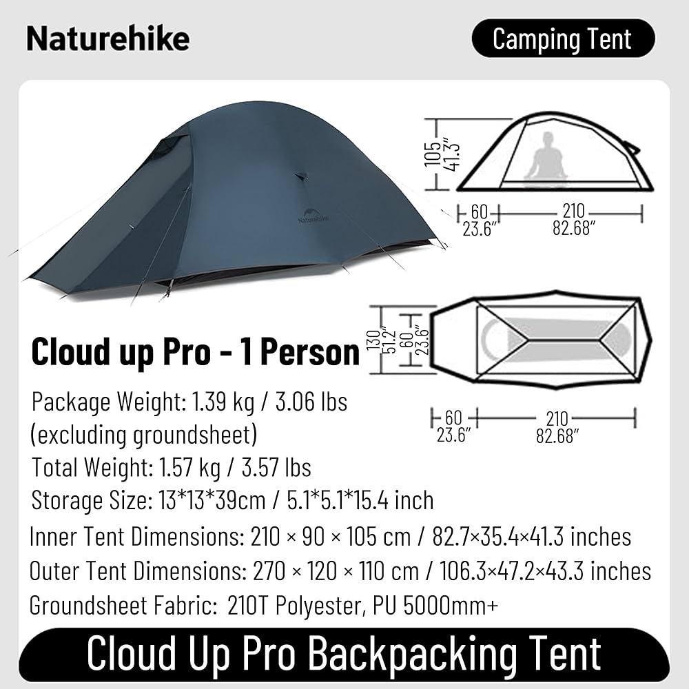 Amazon.com : Naturehike 2024 Cloud up Pro Tent, Upgrade Ultralight