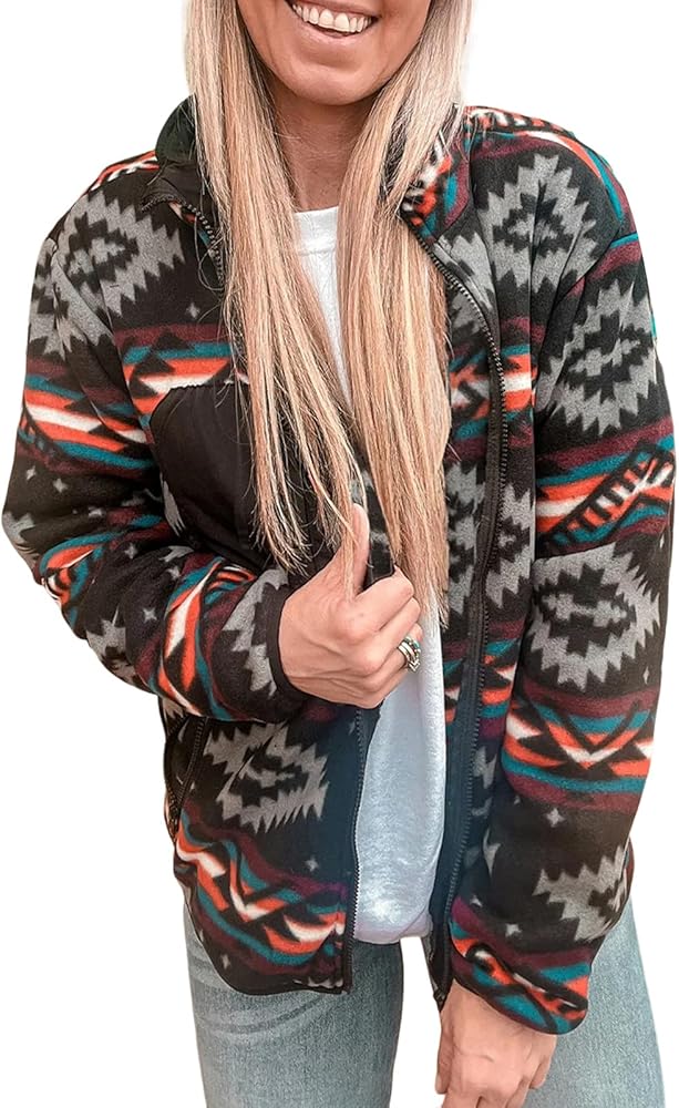 Amazon.com: SELINK Fleece Jacket Women Full Zip Western Aztec