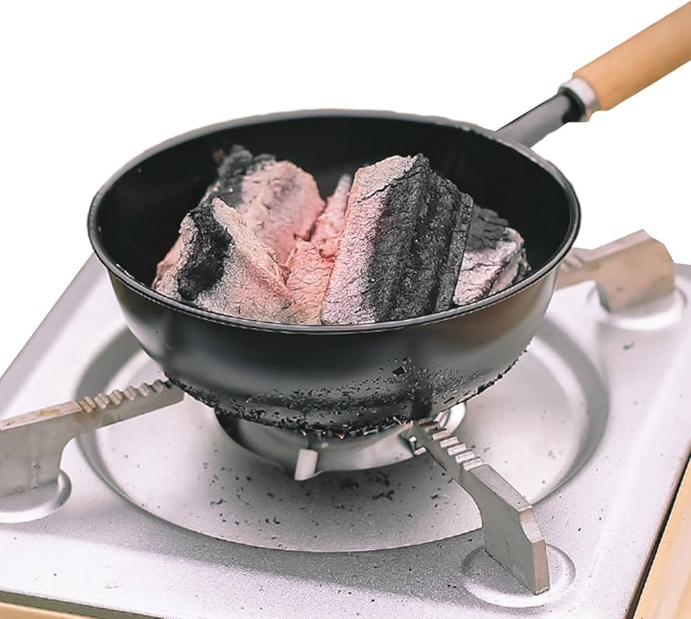 Amazon | Hongmidy 炭焼き鍋、バーベキュー用炭鍋 - 木製ハンドル付き