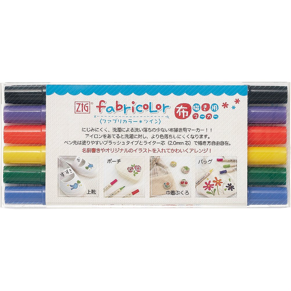 Amazon.co.jp: 呉竹 ZIGFABRICOLORツイン6色セットTC-4000A/6V