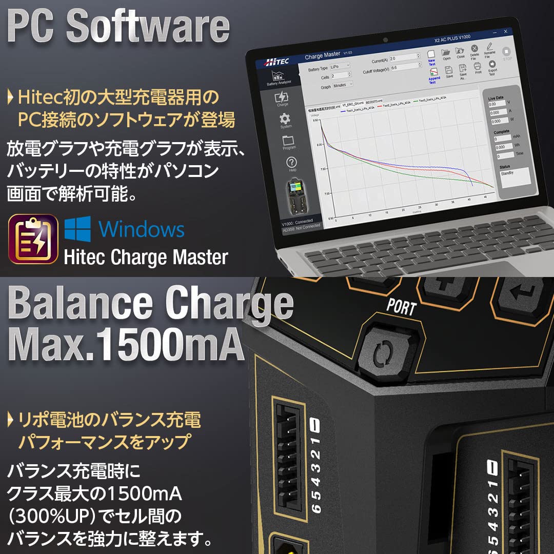 Amazon | ハイテック Multi Charger X2 AC PLUS V1000 リポ競技セット