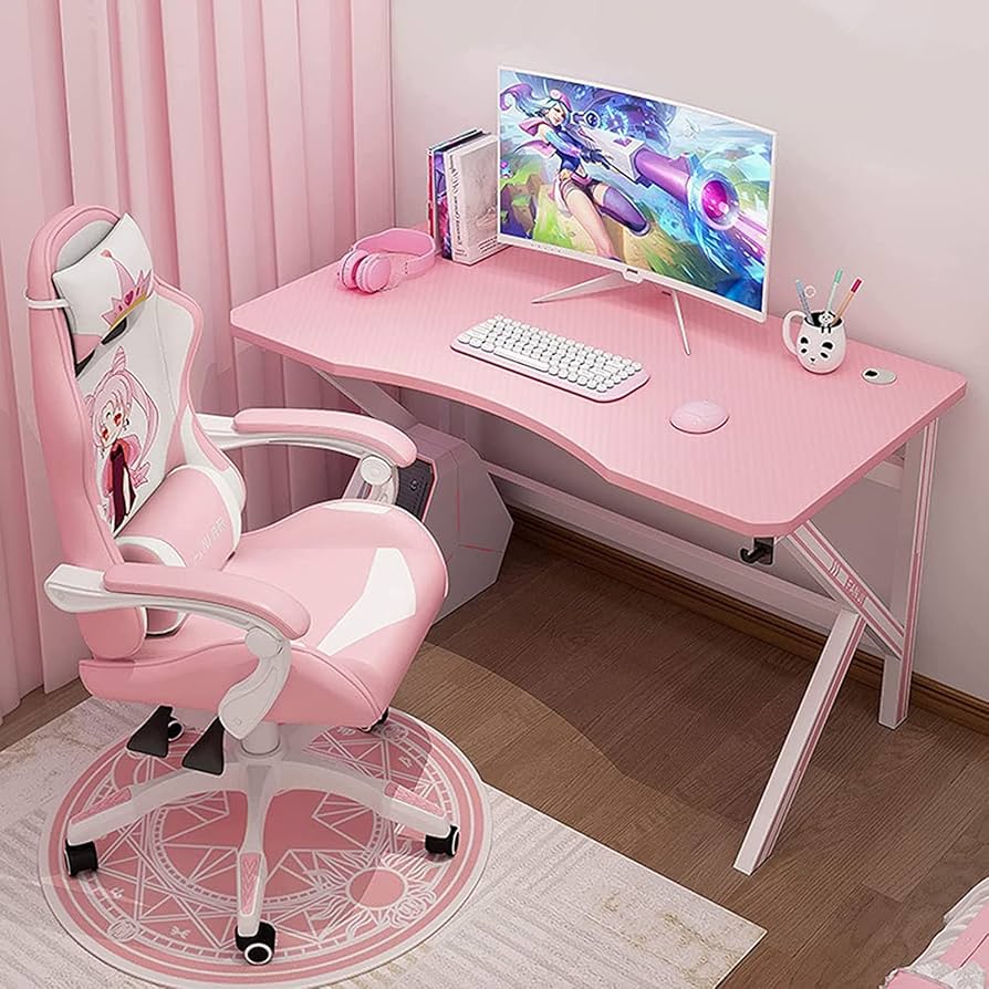 Amazon | JYYYBD ゲーミングデスク ゲーミングチェア 木製天板 ピンク