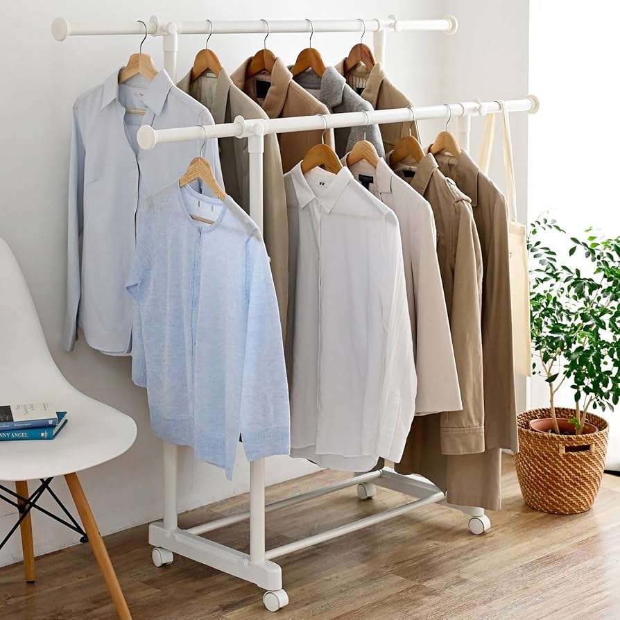 Amazon｜山善(YAMAZEN) ハンガーラック キャスター付き 縦/横伸縮