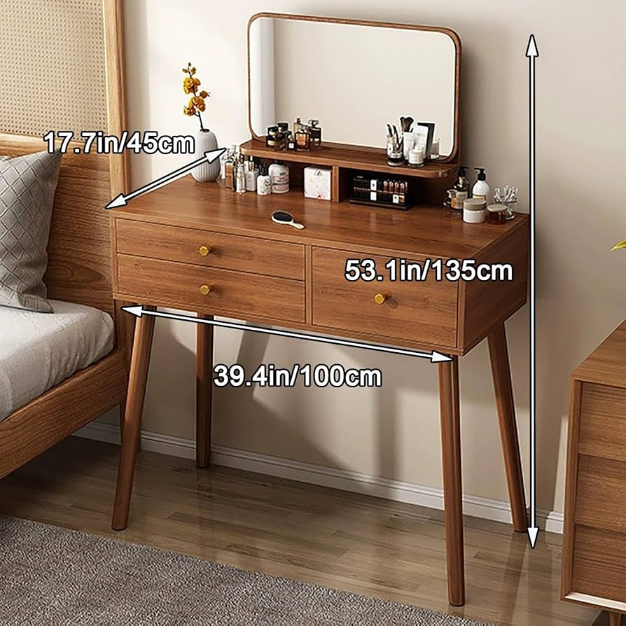 新発売】 ノーチェ NOCE ブラウン木製ドレッサー 引き出し2つ